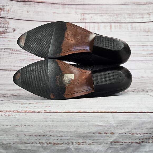 Architect Black Leather Ellis Boots Size 6.5M Pull on Woven Mixed Weave Western - Picture 6 of 10